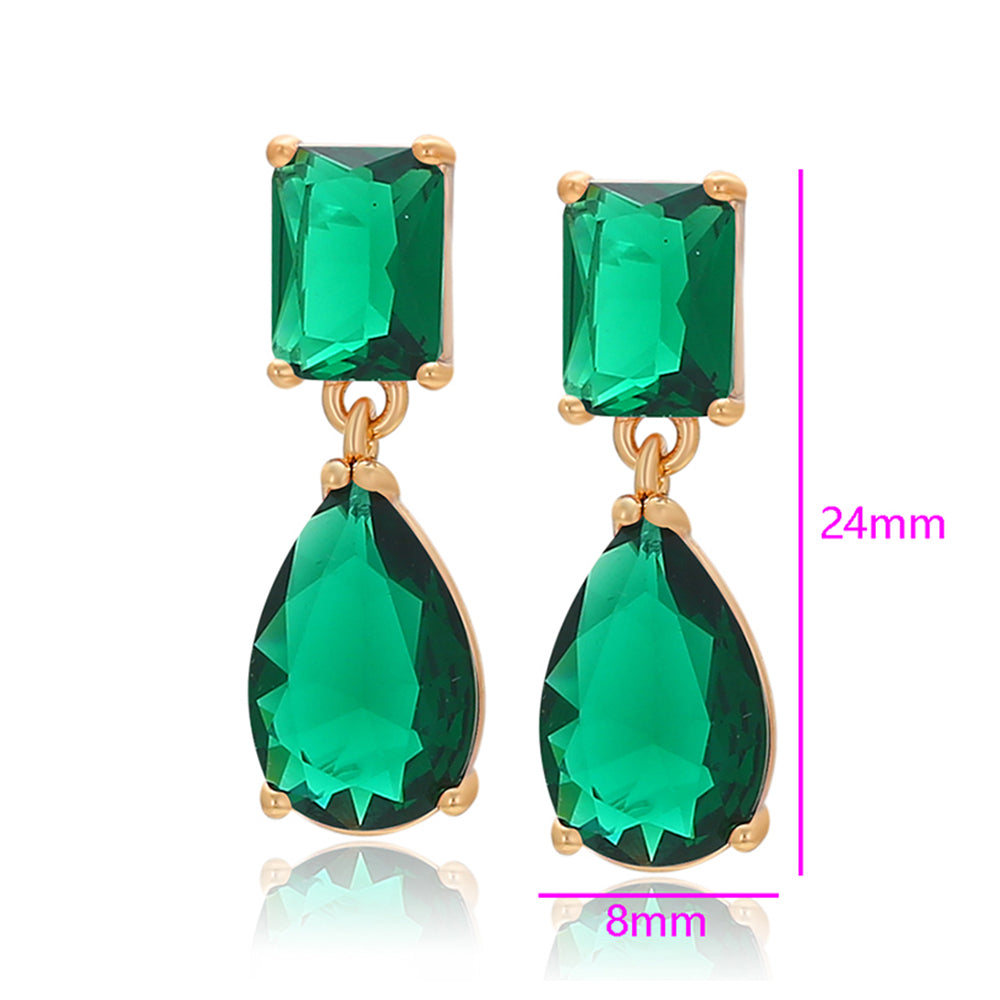 Pendientes de Aleación Bañado en Oro con Cristal Emporia® Verde 2 