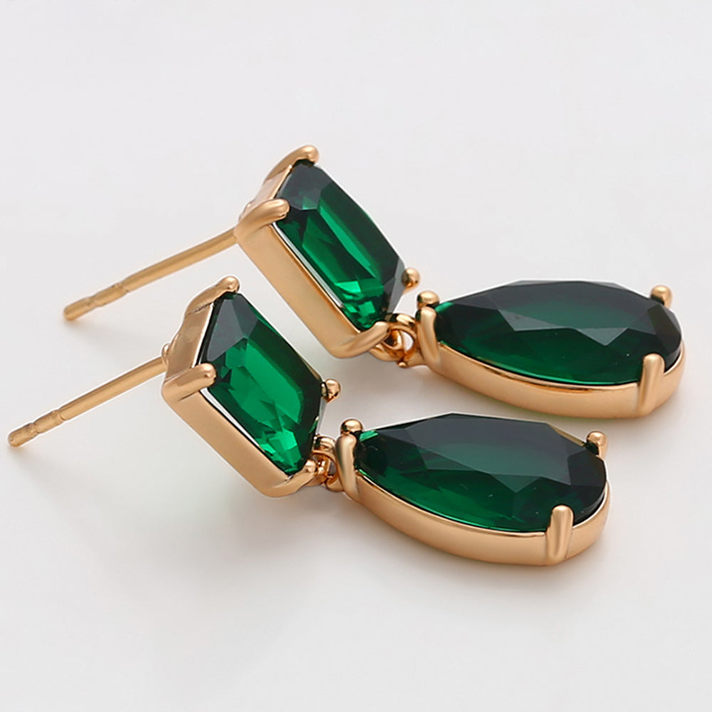 Pendientes de Aleación Bañado en Oro con Cristal Emporia® Verde 4 