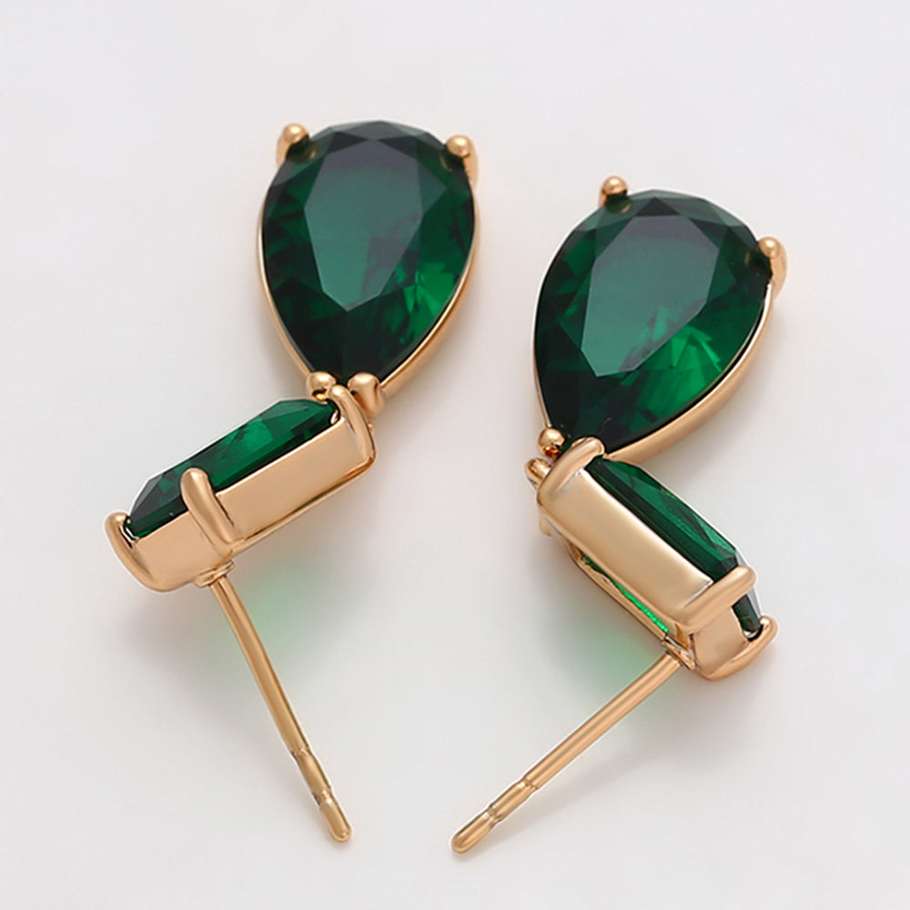 Pendientes de Aleación Bañado en Oro con Cristal Emporia® Verde 5 
