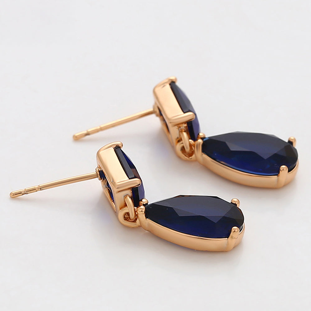 Pendientes de Aleación Bañado en Oro con Cristal Emporia® Azul