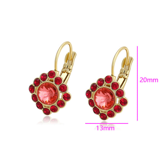 Pendientes de Aleación Bañado en Oro con Cristal Emporia® Rojo