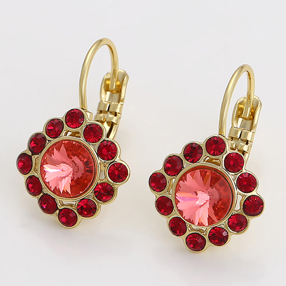 Pendientes de Aleación Bañado en Oro con Cristal Emporia® Rojo