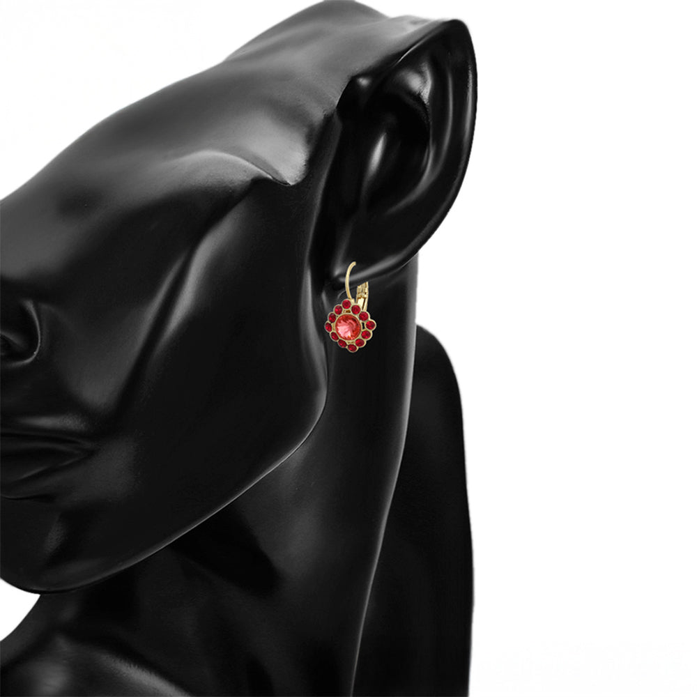 Pendientes de Aleación Bañado en Oro con Cristal Emporia® Rojo 8 