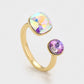 Anillo de Aleación Bañado en Oro con Cristal Emporia® Púrpura y Cristal Emporia® Blanco