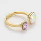Anillo de Aleación Bañado en Oro con Cristal Emporia® Púrpura y Cristal Emporia® Blanco