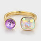 Anillo de Aleación Bañado en Oro con Cristal Emporia® Púrpura y Cristal Emporia® Blanco