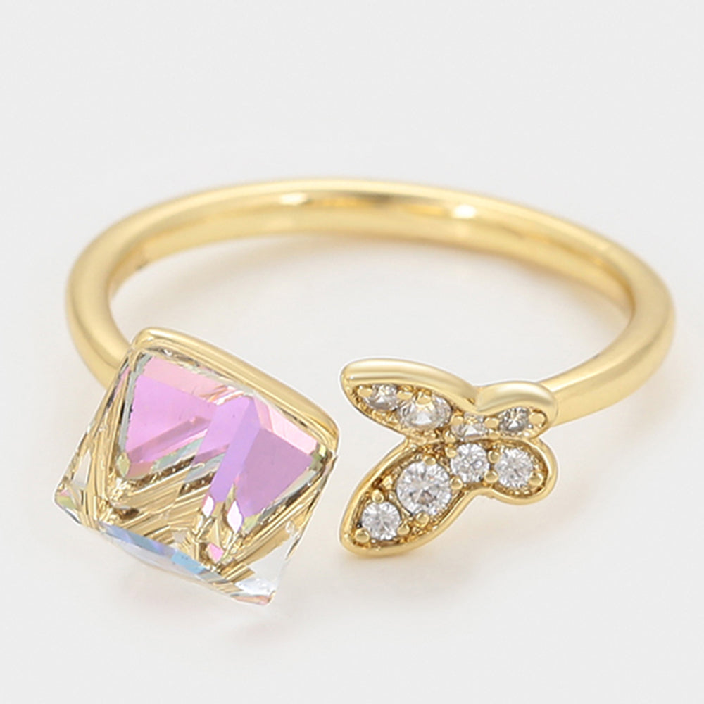 Anillo de Aleación Bañado en Oro con Cristal Emporia® Blanco