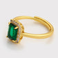 Anillo de Aleación Bañado en Oro con Cristal Emporia® Verde y Cristal Emporia® Blanco