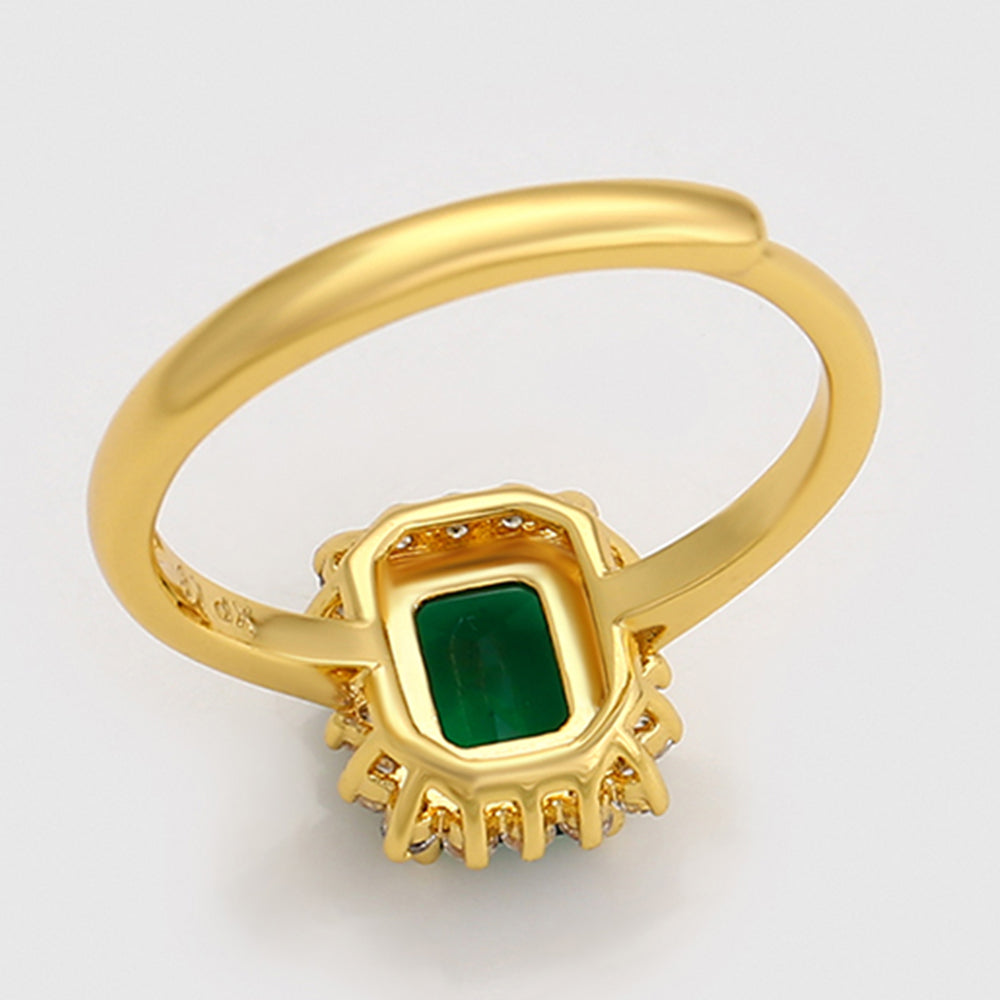 Anillo de Aleación Bañado en Oro con Cristal Emporia® Verde y Cristal Emporia® Blanco 6 