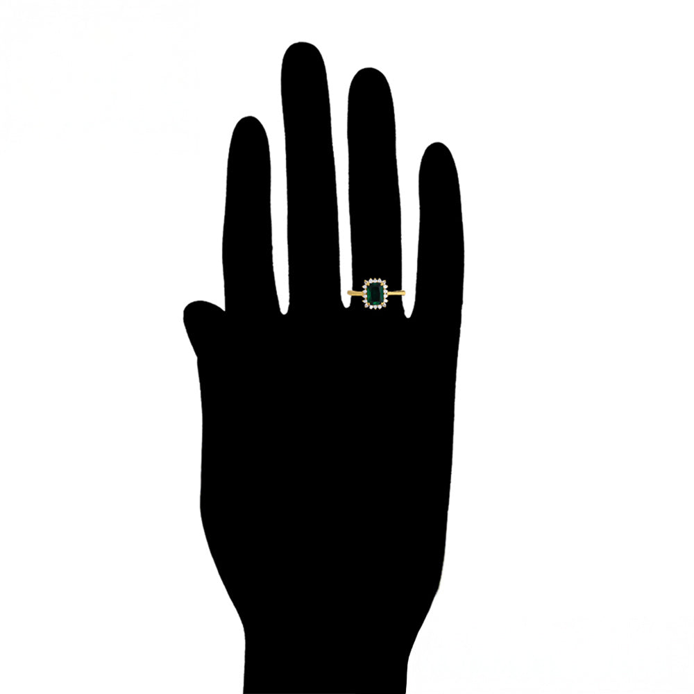 Anillo de Aleación Bañado en Oro con Cristal Emporia® Verde y Cristal Emporia® Blanco