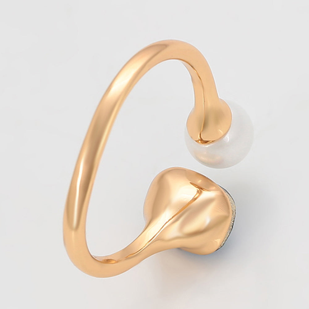 Anillo de Aleación Bañado en Oro con Perla de cristal y Cristal Emporia® Azul
