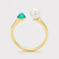Anillo de Aleación Bañado en Oro con Perla de cristal y Cristal Emporia® Verde
