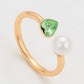 Anillo de Aleación Bañado en Oro con Perla de cristal y Cristal Emporia® Verde