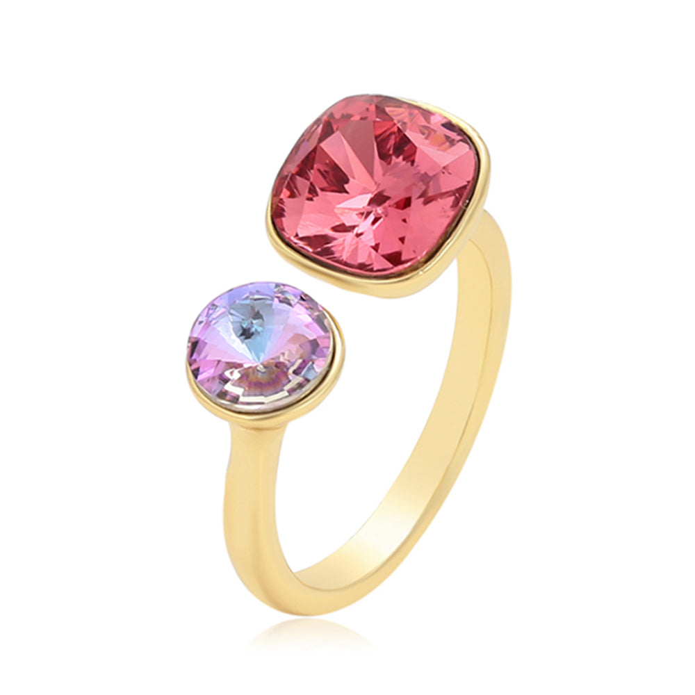 Anillo de Aleación Bañado en Oro con Cristal Emporia® Rosa 1 