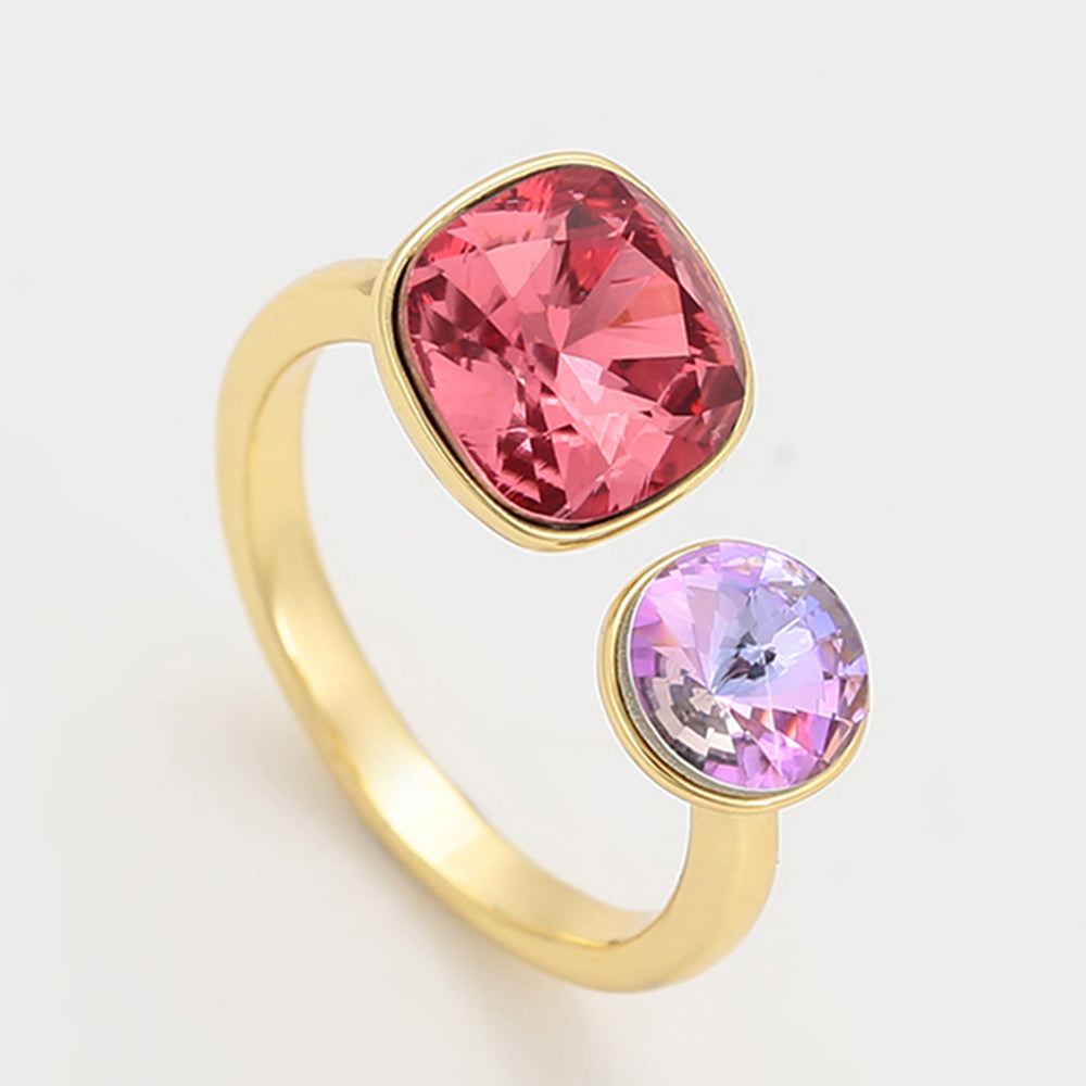 Anillo de Aleación Bañado en Oro con Cristal Emporia® Rosa