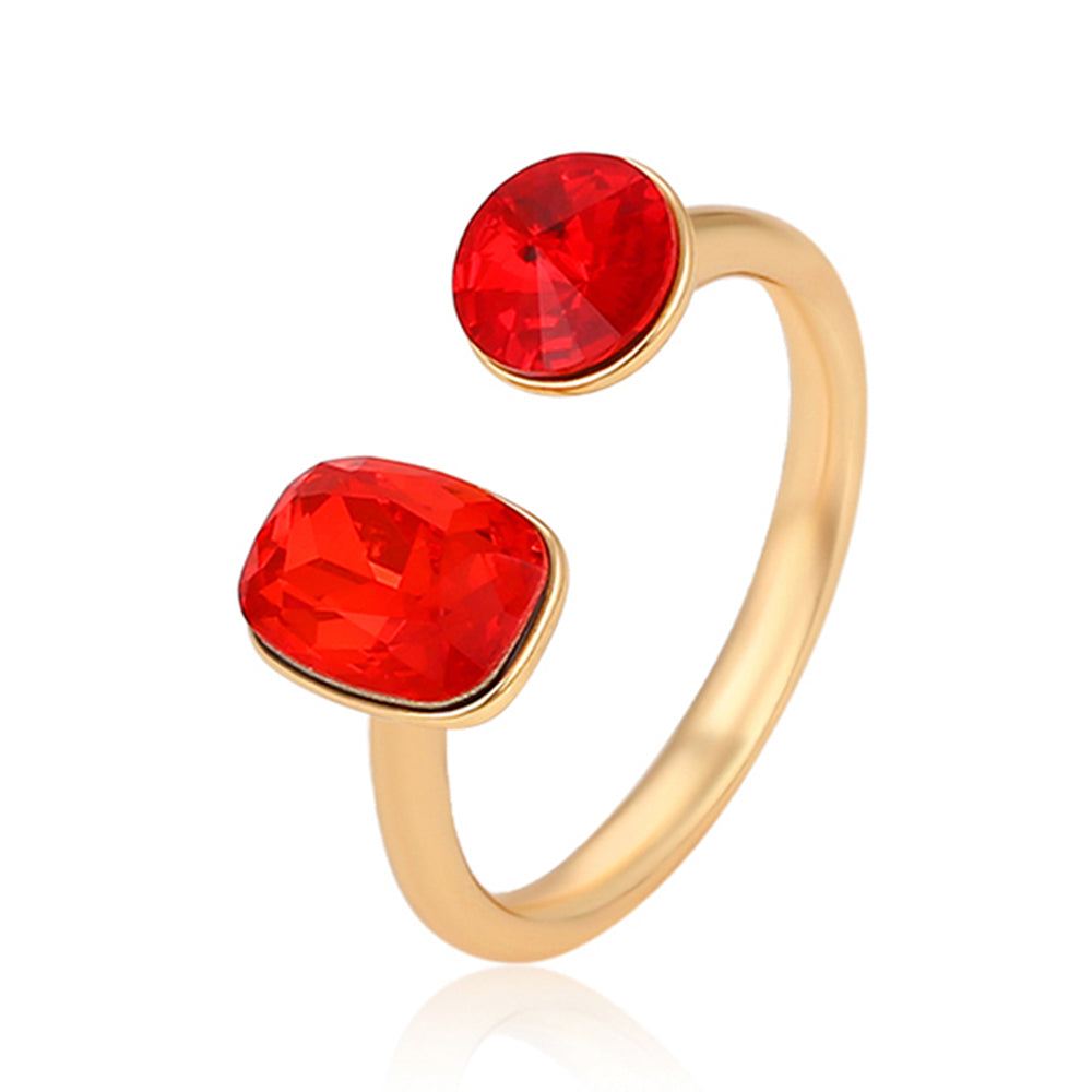 Anillo de Aleación Bañado en Oro con Cristal Emporia® Rojo 1 