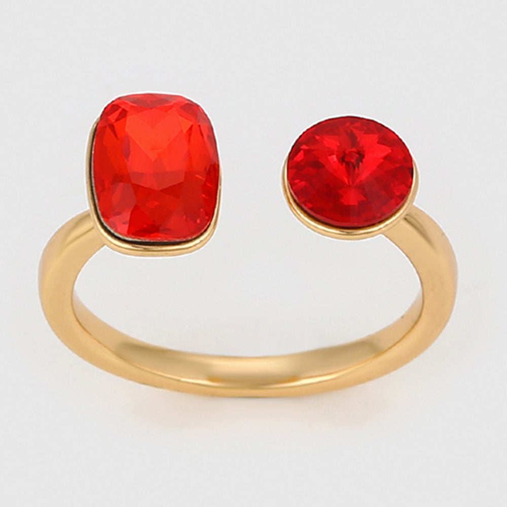 Anillo de Aleación Bañado en Oro con Cristal Emporia® Rojo 3 