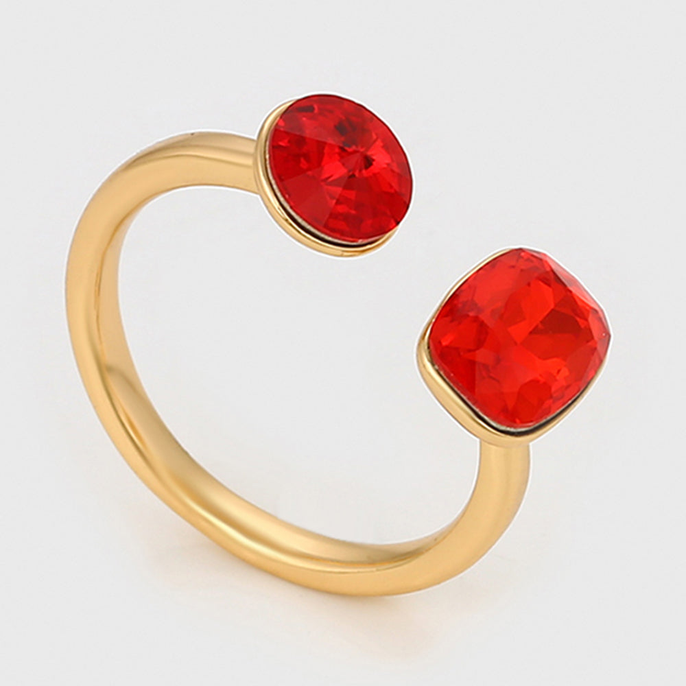 Anillo de Aleación Bañado en Oro con Cristal Emporia® Rojo 4 