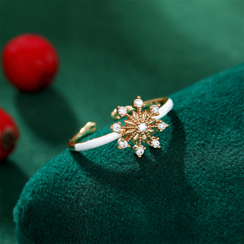 Anillo de Aleación Bañado en Oro con Cristal Emporia® Blanco y Esmalte 3 