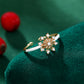 Anillo de Aleación Bañado en Oro con Cristal Emporia® Blanco y Esmalte