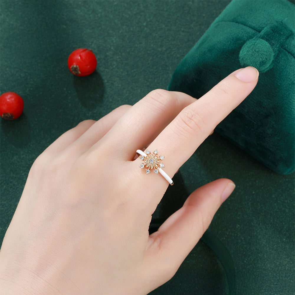 Anillo de Aleación Bañado en Oro con Cristal Emporia® Blanco y Esmalte 6 