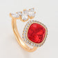 Anillo de Aleación Bañado en Oro con Cristal Emporia® Rojo y Cristal Emporia® Blanco