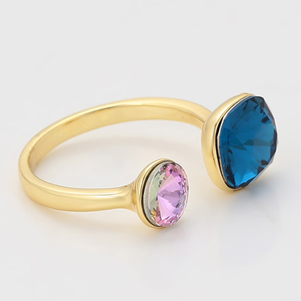 Anillo de Aleación Bañado en Oro con Cristal Emporia® Púrpura y Cristal Emporia® Azul
