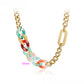 Collar de Aleación Bañado en Oro con Cristal Emporia® Rojo y Cristal Emporia® Azul