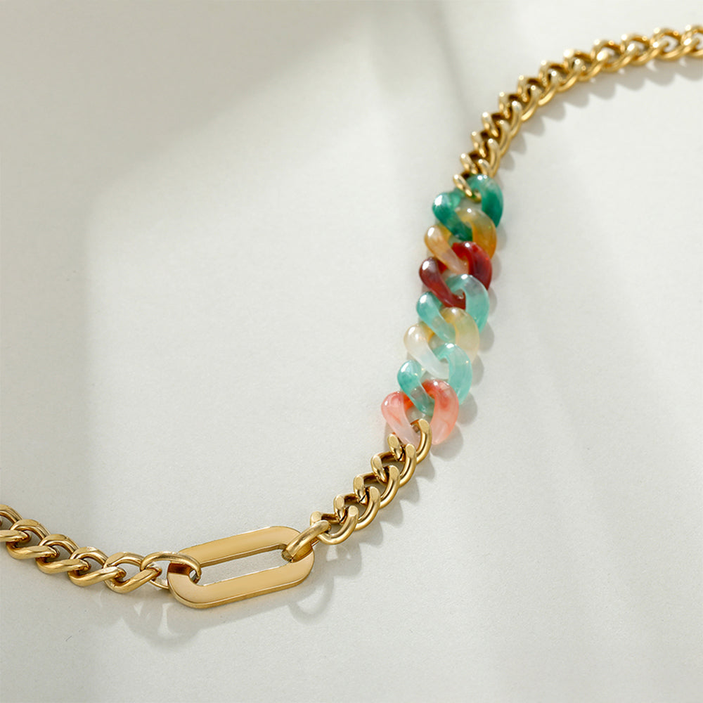 Collar de Aleación Bañado en Oro con Cristal Emporia® Rojo y Cristal Emporia® Azul 4 
