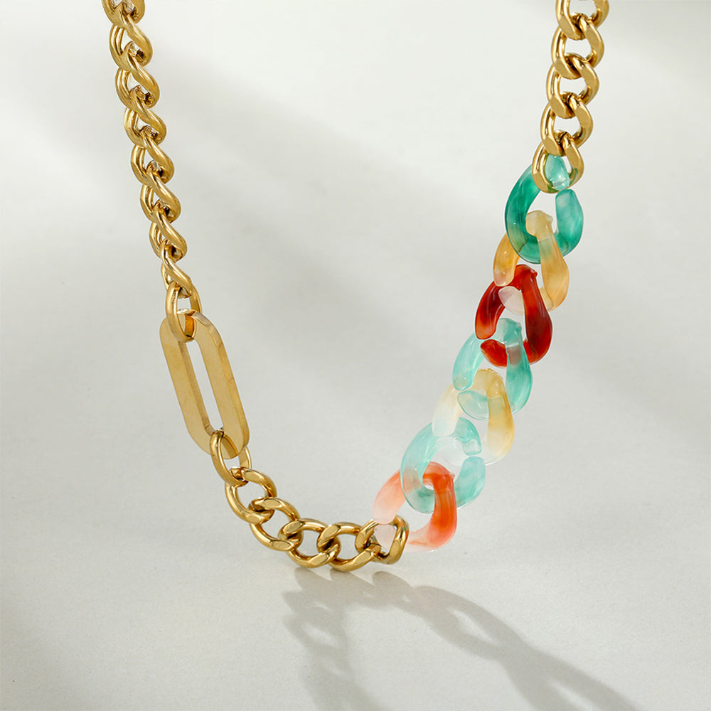 Collar de Aleación Bañado en Oro con Cristal Emporia® Rojo y Cristal Emporia® Azul 5 
