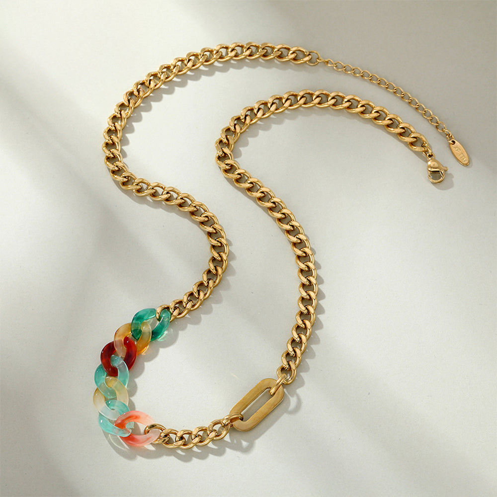 Collar de Aleación Bañado en Oro con Cristal Emporia® Rojo y Cristal Emporia® Azul 7 