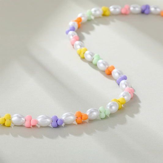 Collar de Aleación Bañado en Oro con Perla de cristal
