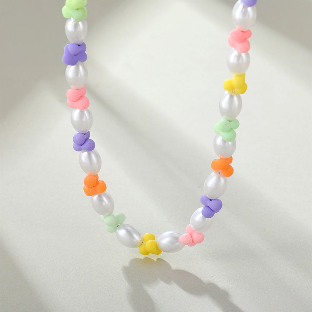 Collar de Aleación Bañado en Oro con Perla de cristal 4 