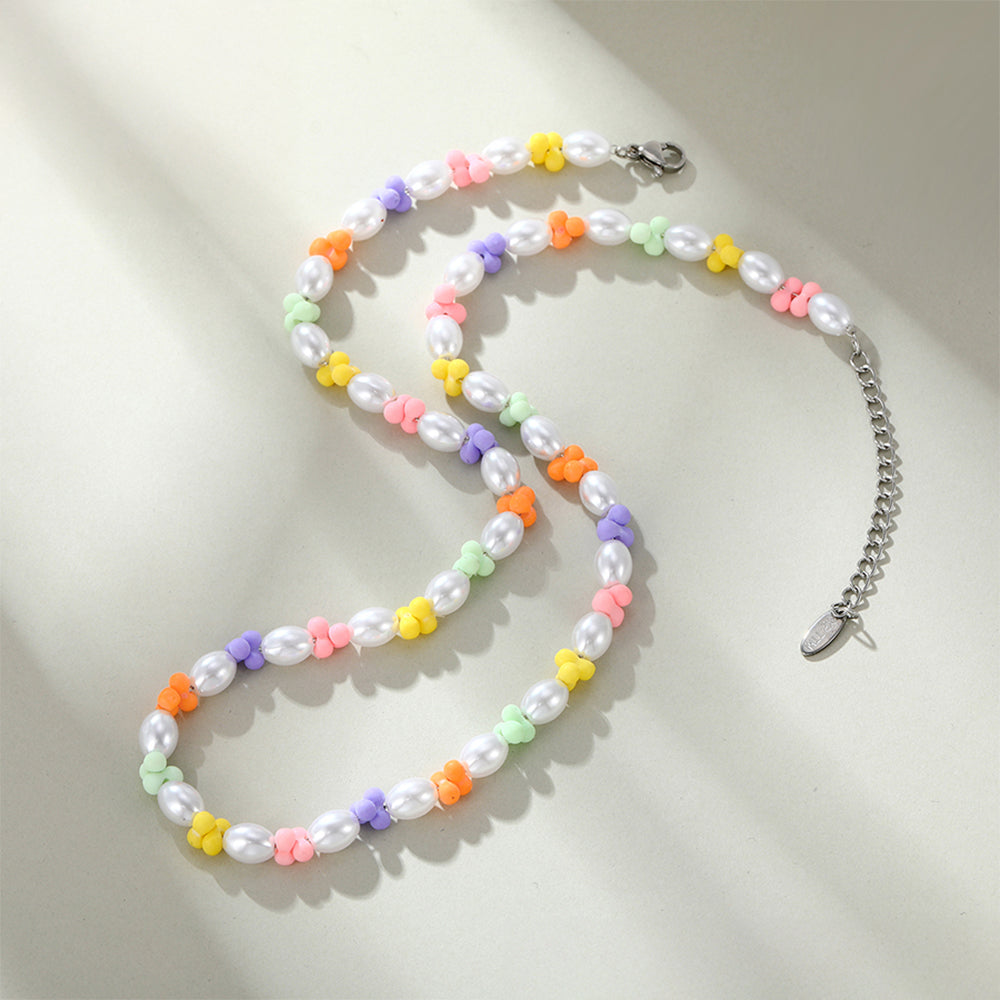 Collar de Aleación Bañado en Oro con Perla de cristal