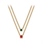 Collar de Aleación Bañado en Oro con Cristal Emporia® Rojo y Cristal Emporia® Verde