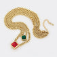 Collar de Aleación Bañado en Oro con Cristal Emporia® Rojo y Cristal Emporia® Verde