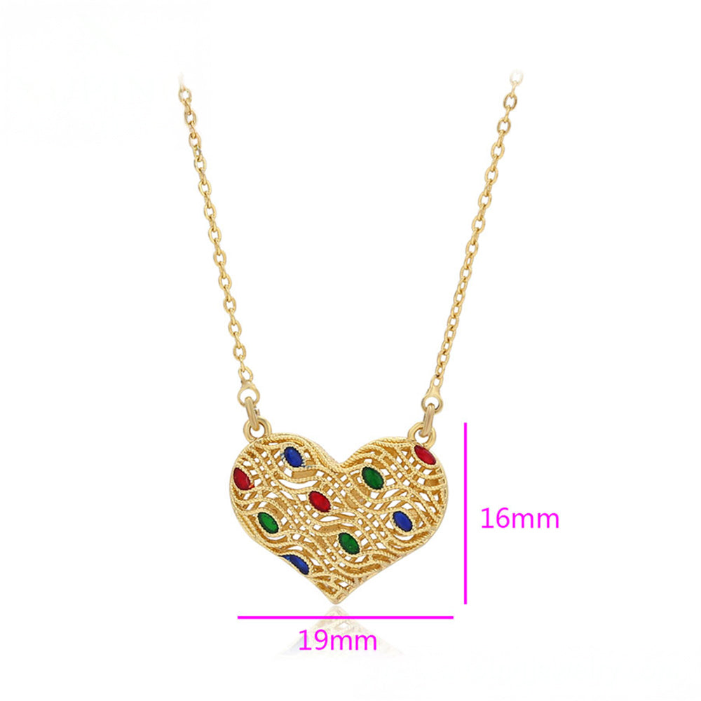 Collar de Aleación Bañado en Oro con Cristal Emporia® Rojo y Cristal Emporia® Verde 2 