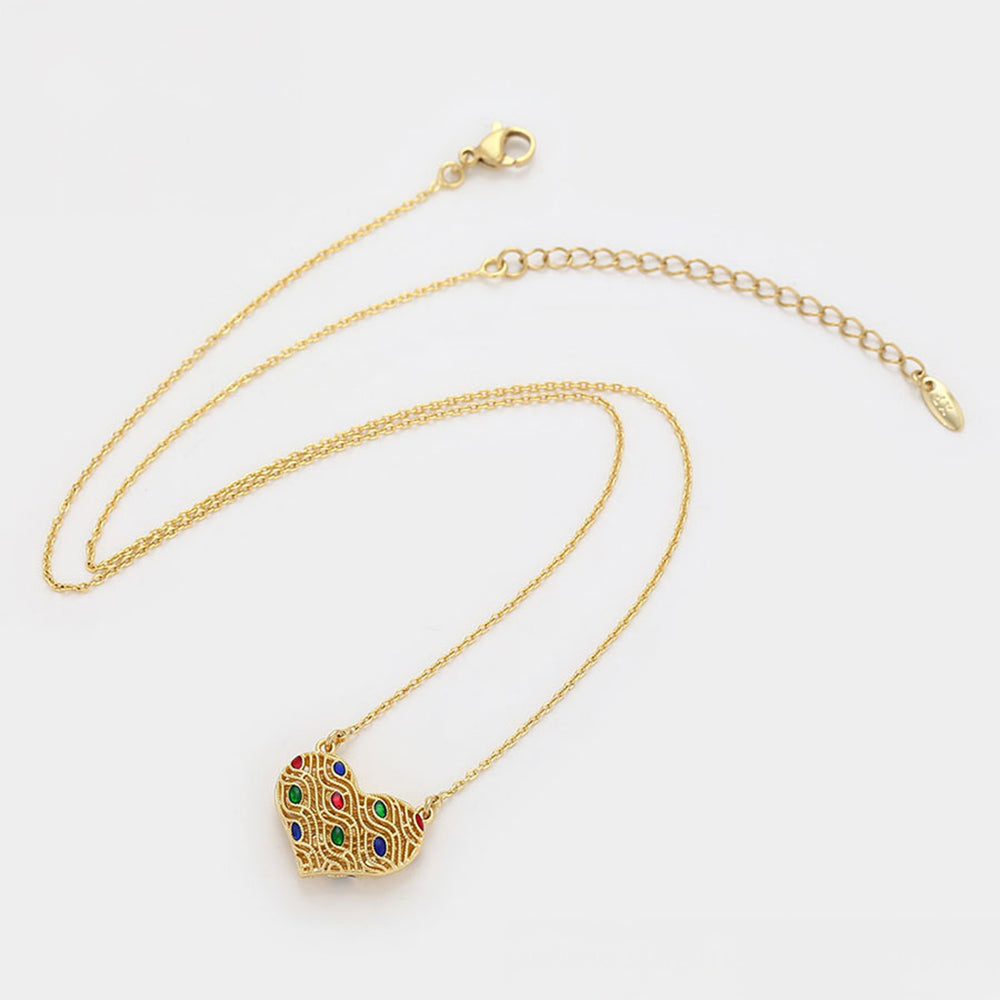 Collar de Aleación Bañado en Oro con Cristal Emporia® Rojo y Cristal Emporia® Verde 3 
