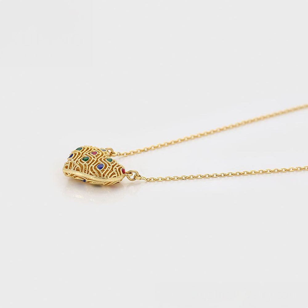 Collar de Aleación Bañado en Oro con Cristal Emporia® Rojo y Cristal Emporia® Verde 6 