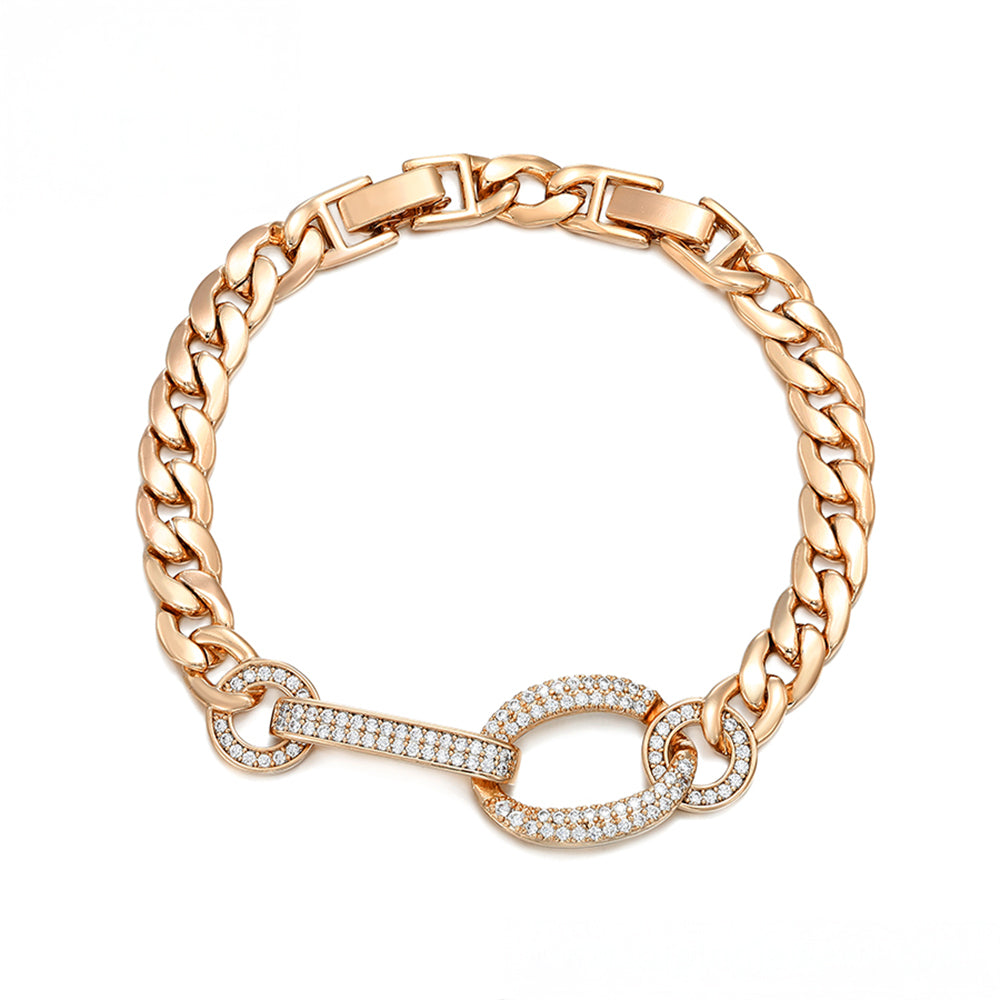 Pulsera de Aleación Bañado en Oro con Cristal Emporia® Blanco 2 