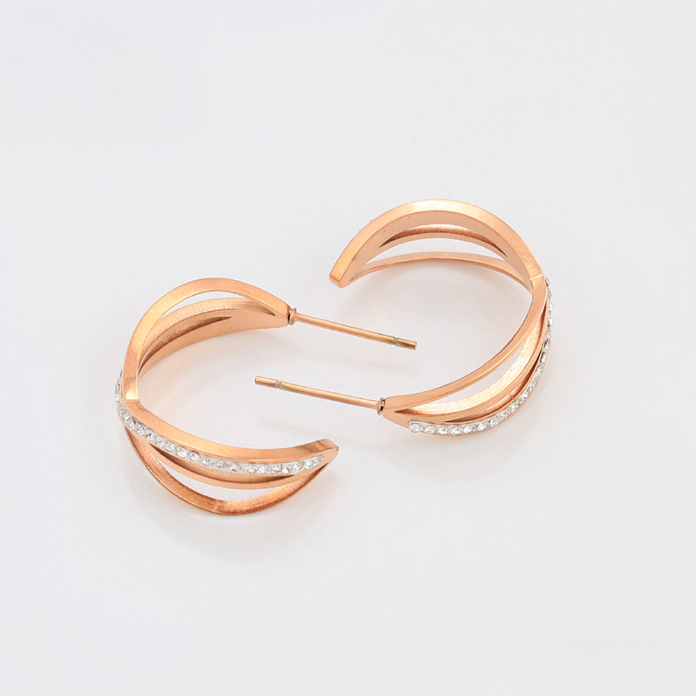 Pendientes de Aleación Bañado en Oro con Cristal Emporia® Blanco 7 