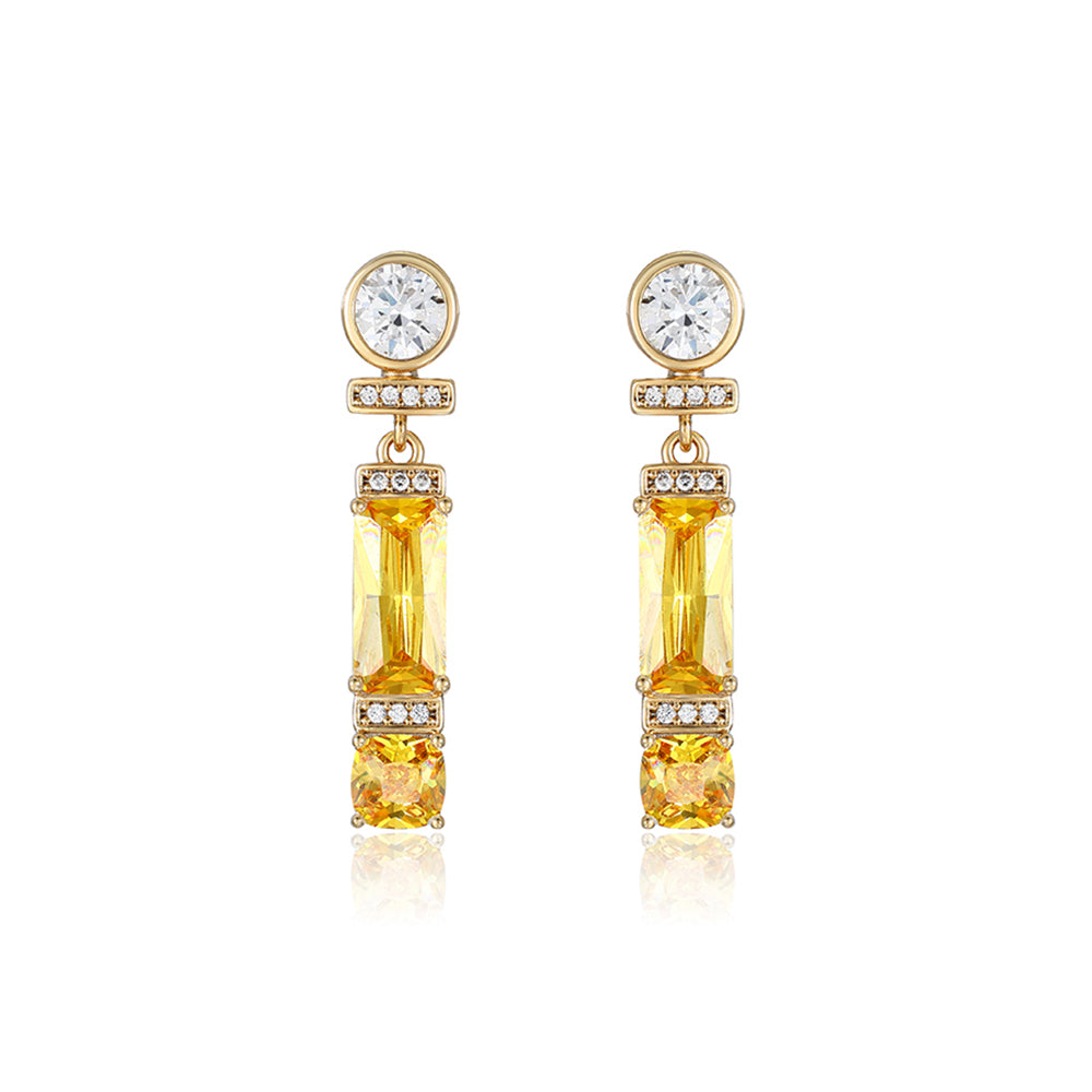 Pendientes de Aleación Bañado en Oro con Cristal Emporia® Amarillo y Cristal Emporia® Blanco 2 
