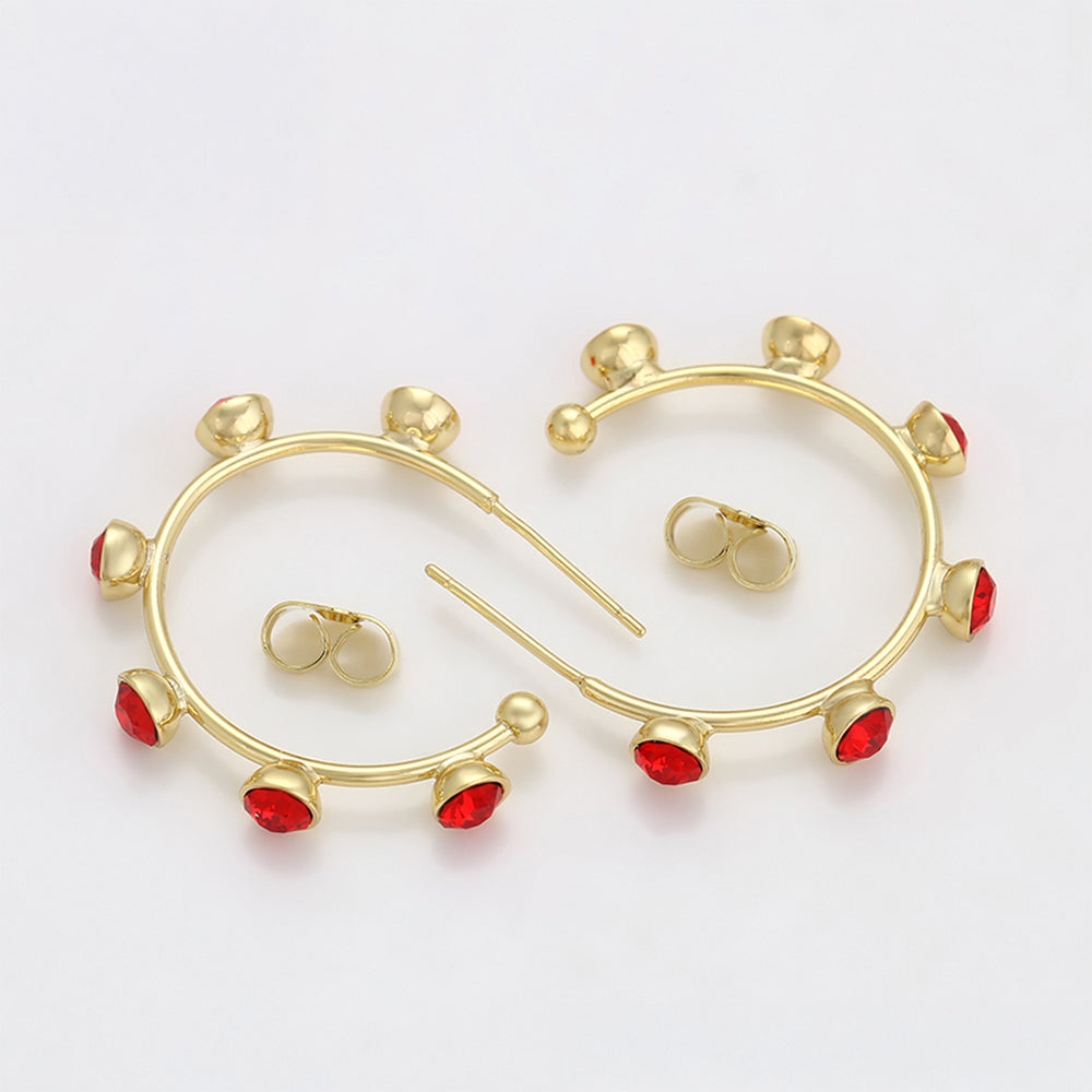 Pendientes de Aleación Bañado en Oro con Cristal Emporia® Rojo 7 