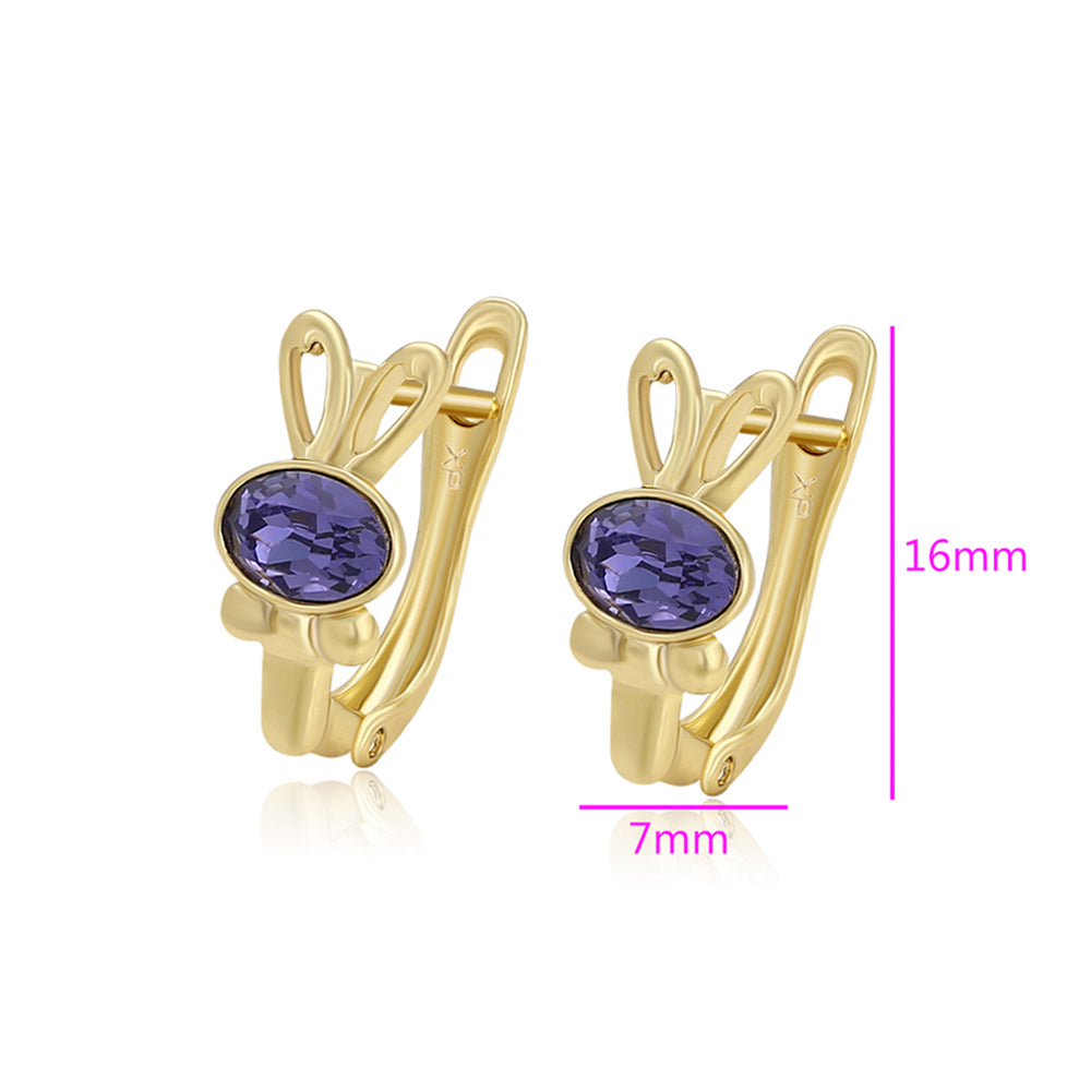 Pendientes de Aleación Bañado en Oro con Cristal Emporia® Púrpura