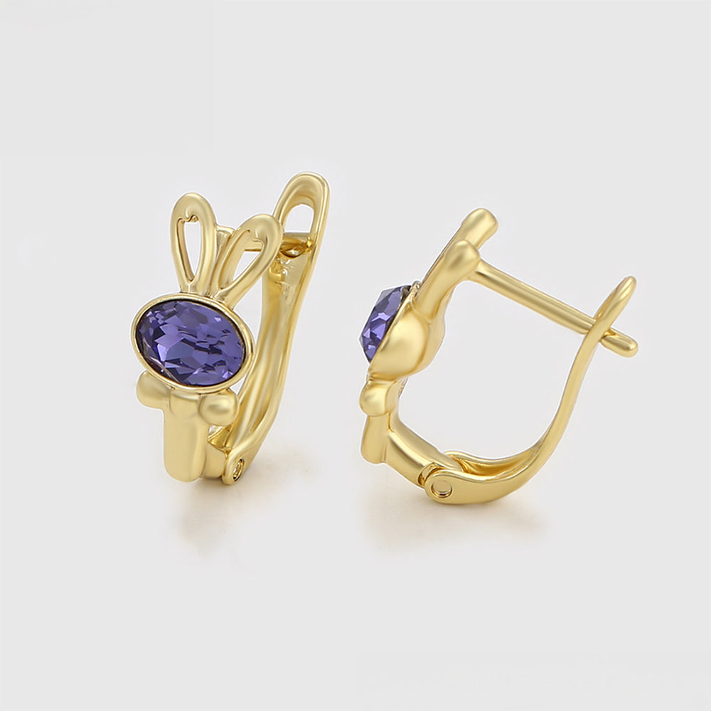 Pendientes de Aleación Bañado en Oro con Cristal Emporia® Púrpura 3 