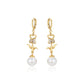 Pendientes de Aleación Bañado en Oro con Perla de cristal y Cristal Emporia® Blanco