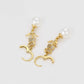 Pendientes de Aleación Bañado en Oro con Perla de cristal y Cristal Emporia® Blanco