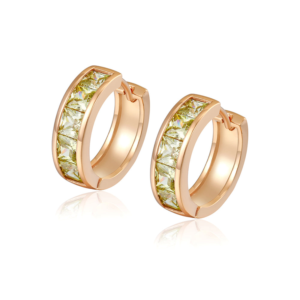 Pendientes de Aleación Bañado en Oro con Cristal Emporia® Verde 2 