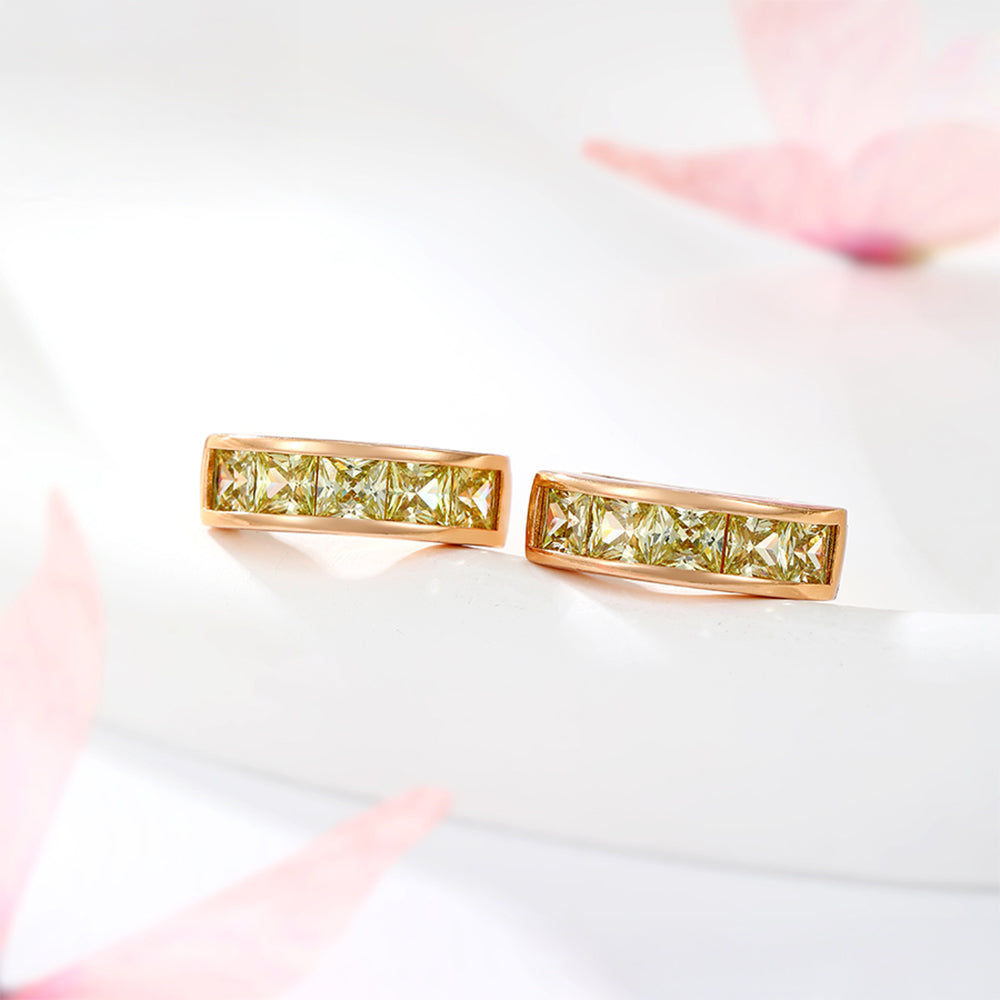 Pendientes de Aleación Bañado en Oro con Cristal Emporia® Verde 4 