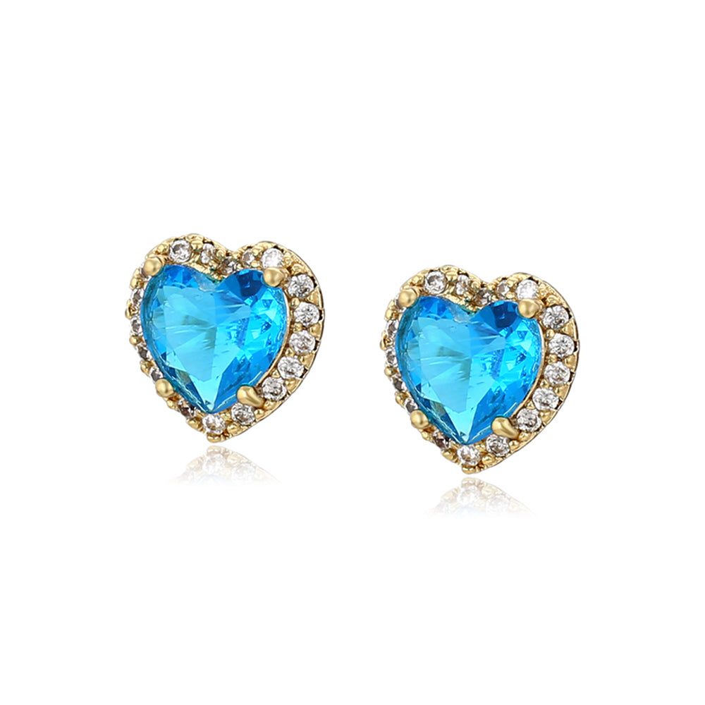 Pendientes de Aleación Bañado en Oro con Cristal Emporia® Azul 1 